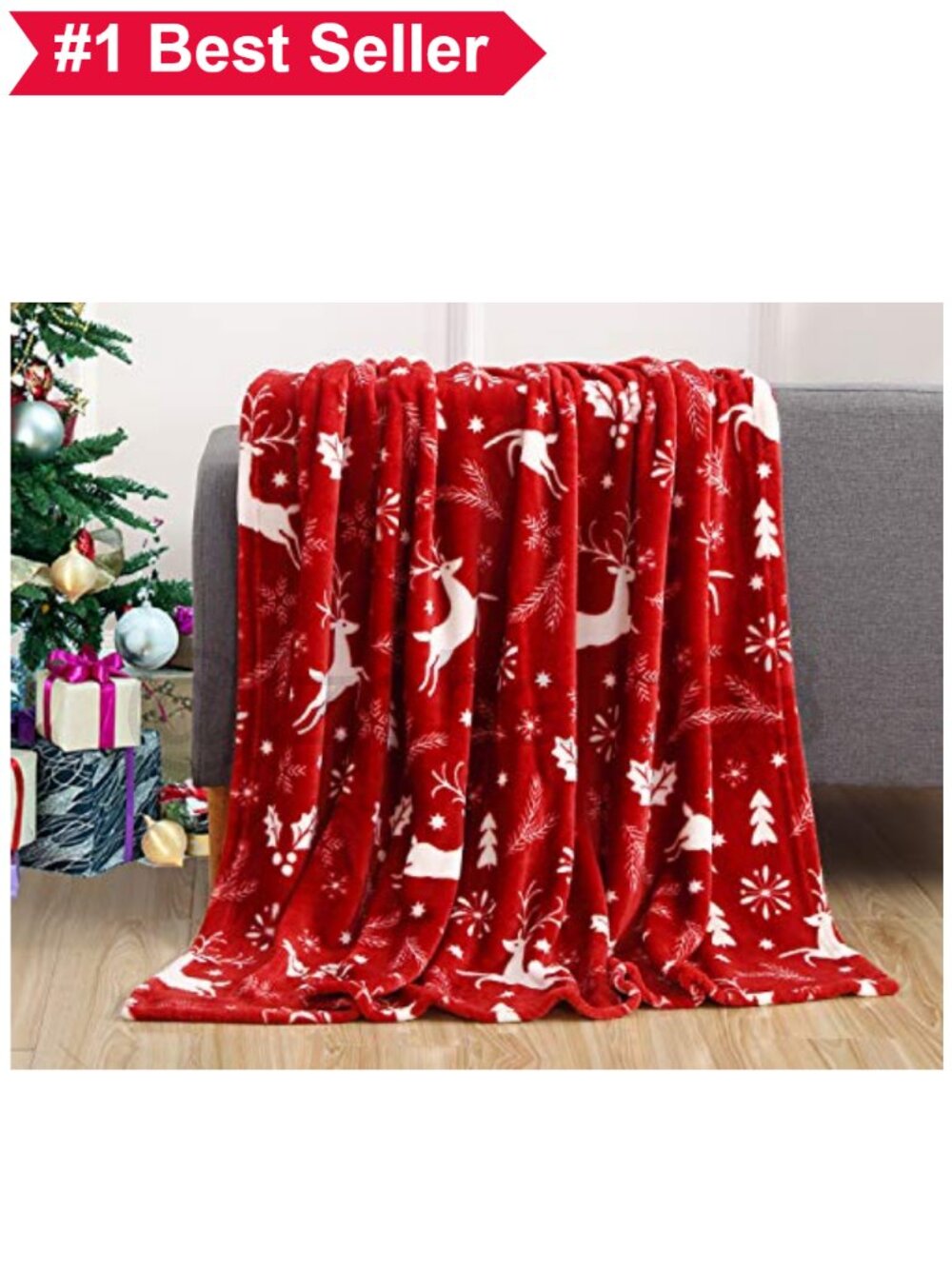 🎄 Velvet Touch Fleece Christmas Reindeer Throw Blanket 50x60